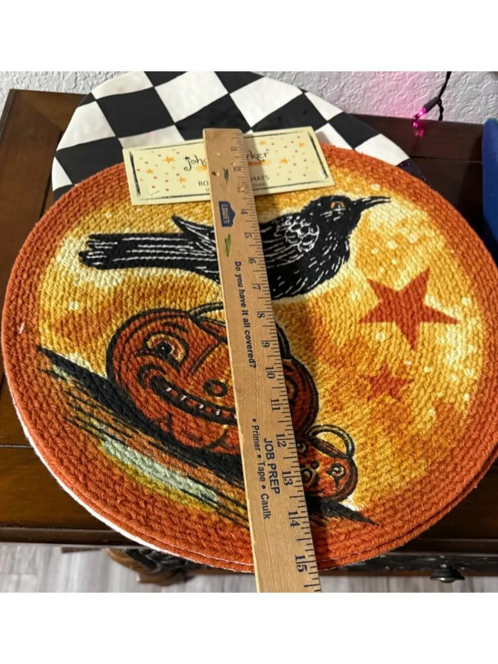 NWT 4 Johanna Parker Halloween Round Placemats Braided Cotton Fall  Pumpkin Crow